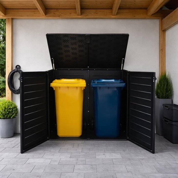 Mülltonnenbox Holzoptik 1170L - Abschließbar - Bis zu 30% Rabatt