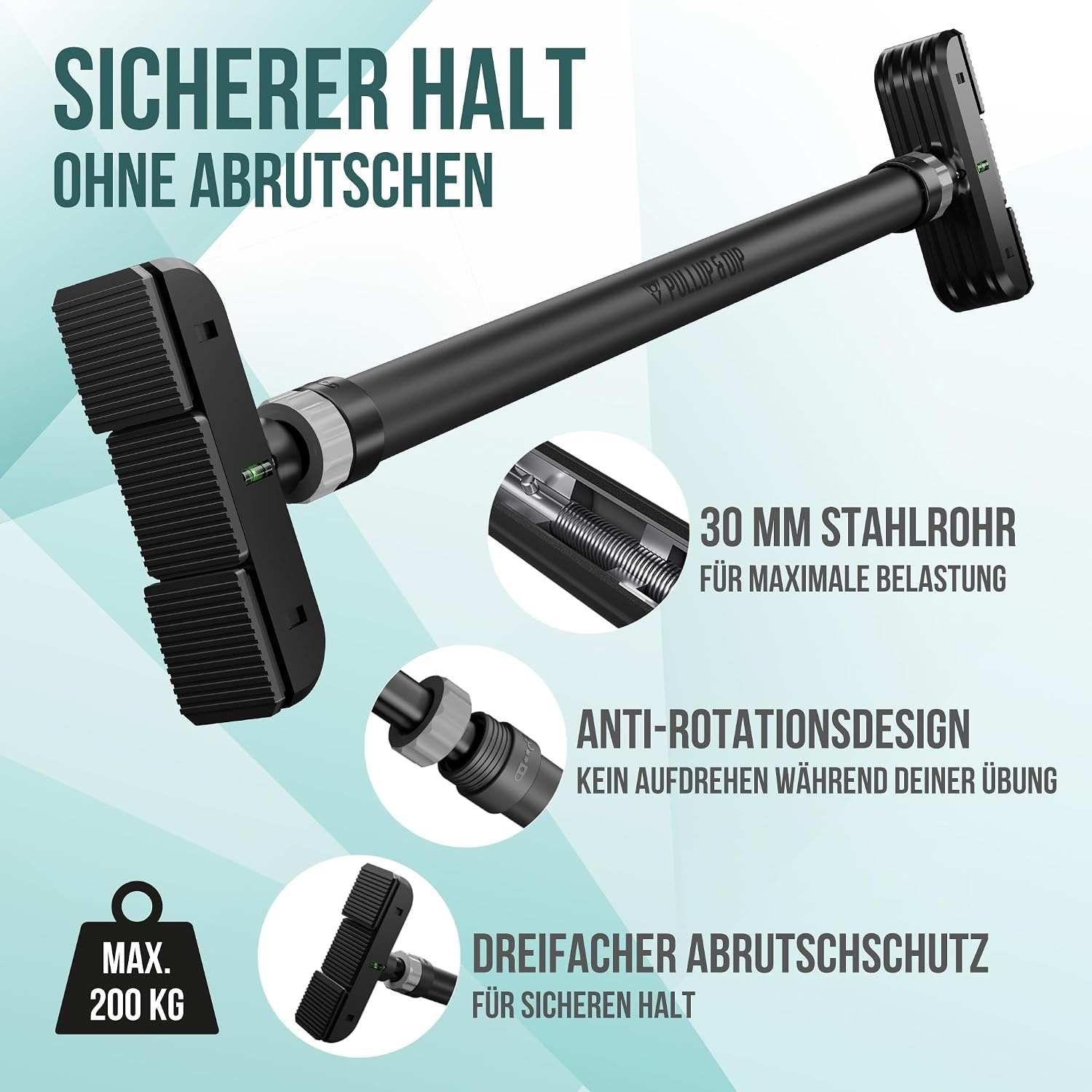 Profi Klimmzugstange für Türrahmen | 73-92 cm | Belastbar bis 200 kg | bis 33%