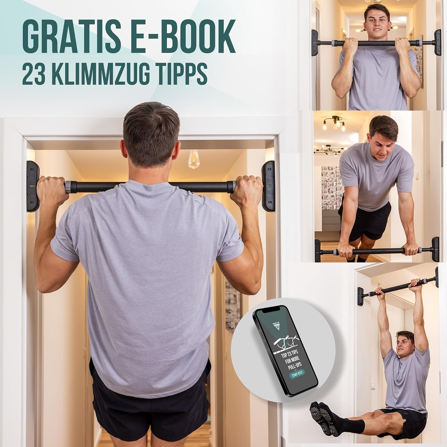 Profi Klimmzugstange für Türrahmen | 73-92 cm | Belastbar bis 200 kg | bis 33%