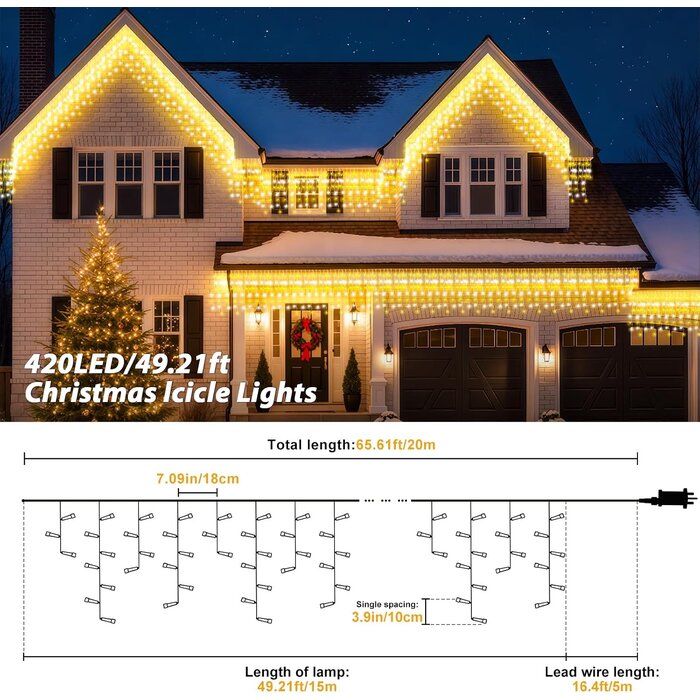 Eiszapfen-Lichterkette 15m, 420 LEDs, warmweiß - Outlet bis zu 55% reduziert