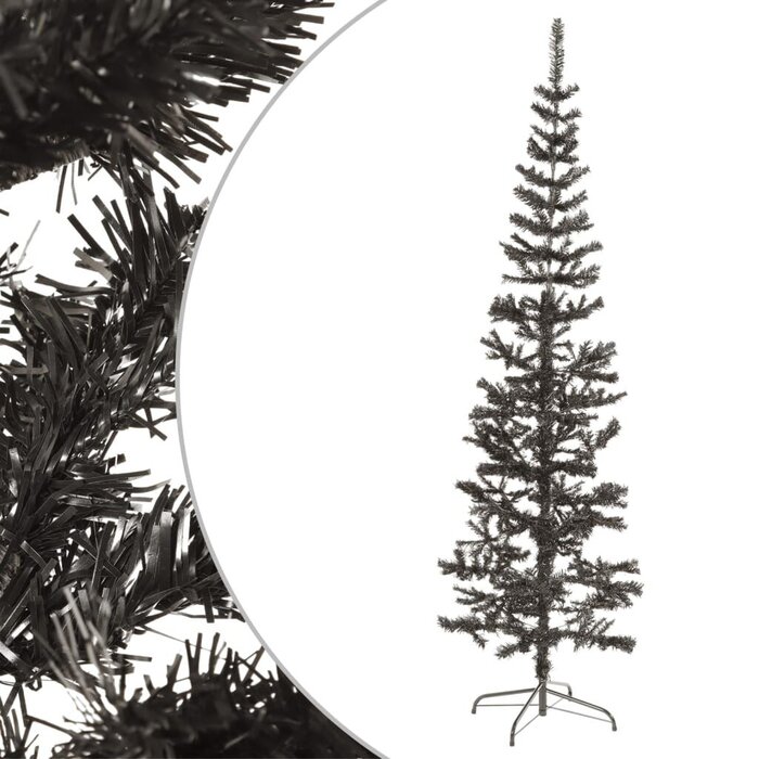 Vidaxl Schmaler Weihnachtsbaum 240 cm Schwarz - PVC - bis zu 31 % sparen