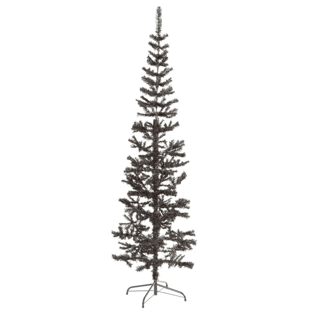 Vidaxl Schmaler Weihnachtsbaum 240 cm Schwarz - PVC - bis zu 31 % sparen