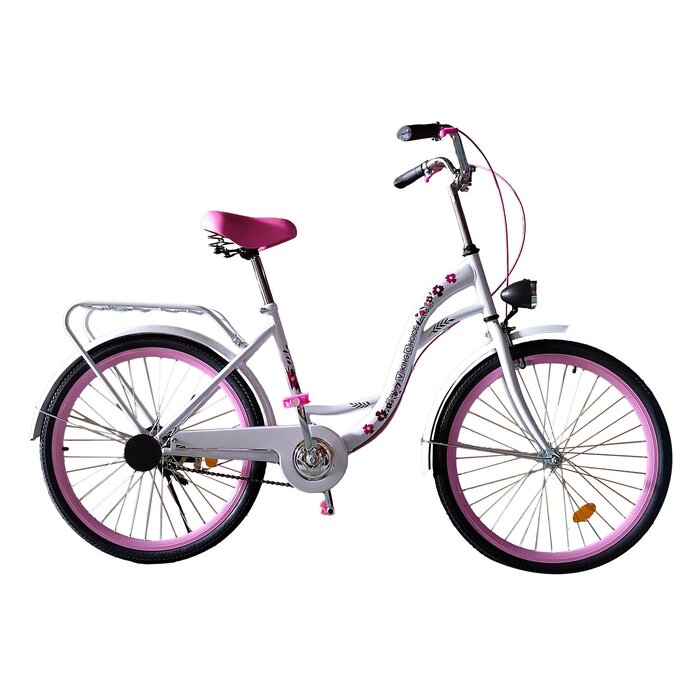 Viking Choice Mädchenfahrrad 24 Zoll weiß-rosa | Singlespeed | Jetzt bis zu 41% sparen