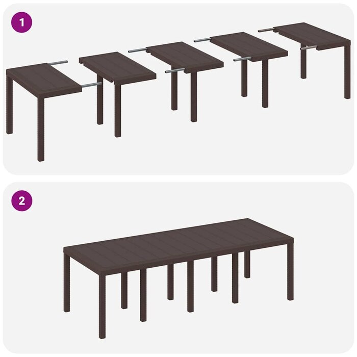 Vidaxl Großer Gartentisch Poly-Rattan 250x100cm - Braun - bis zu 35% Rabatt