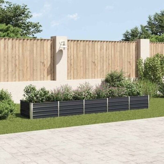 Vidaxl Großes Hochbeet 400x80x45cm Anthrazit - Verzinkter Stahl - bis zu 34% Rabatt