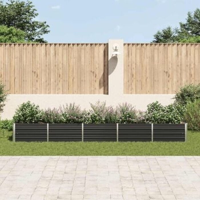 Vidaxl Großes Hochbeet 400x80x45cm Anthrazit - Verzinkter Stahl - bis zu 34% Rabatt