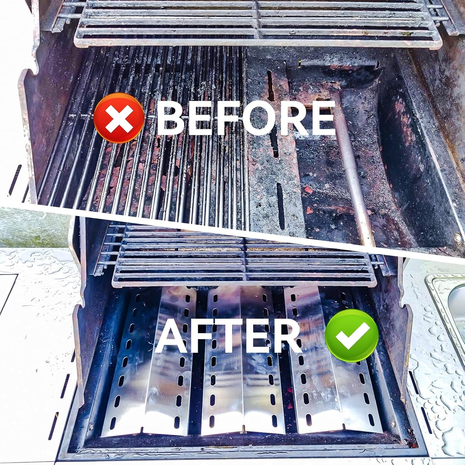 Edelstahl Flammenabdeckungen für Gasgrill 4er-Set - bis zu 26% Rabatt