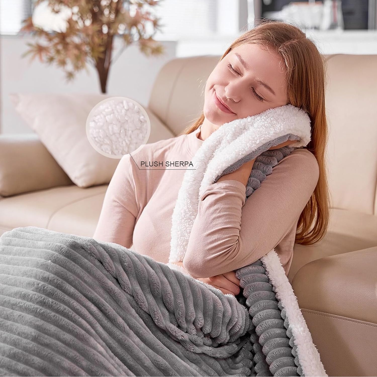 Flauschige Heizdecke 200x180 cm - Grau - Bis zu 29% Rabatt