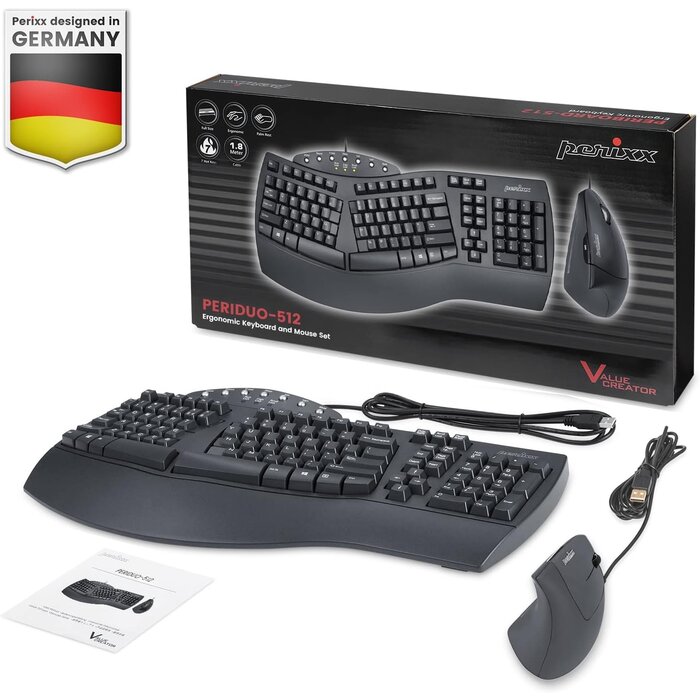 Ergonomisches Tastatur- & Maus-Set QWERTZ - Schwarz - bis zu 33% günstiger