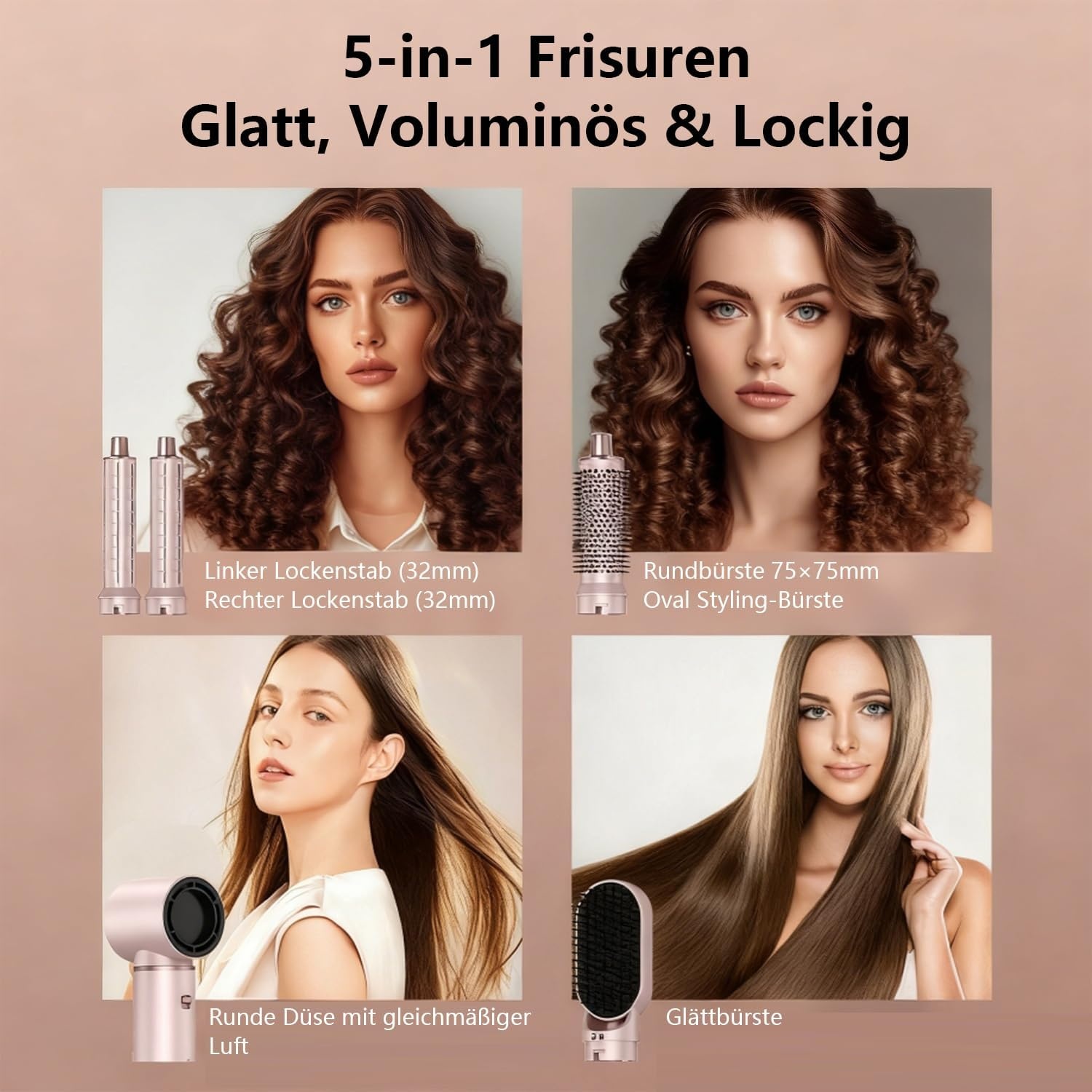 5-in-1 Heißluftbürste: Volumen & Locken - Jetzt bis zu 29% Rabatt sparen!