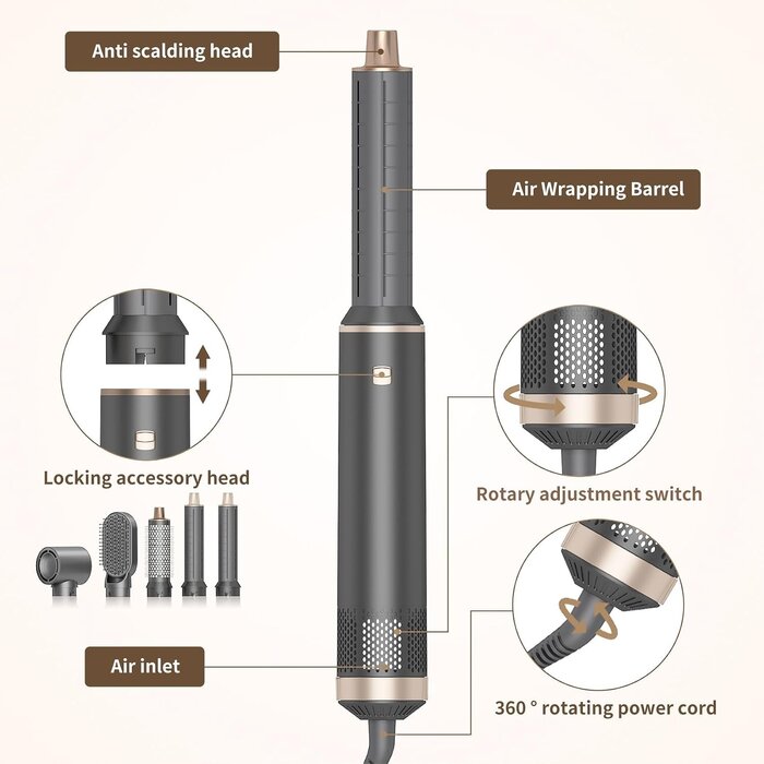 5-in-1 Warmluftbürste Set: Trocknen, Locken & Glätten - bis zu 33% reduziert