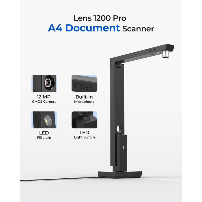 Mobiler A4 Dokumentenscanner mit 12 MP & OCR - Jetzt bis zu 34% günstiger