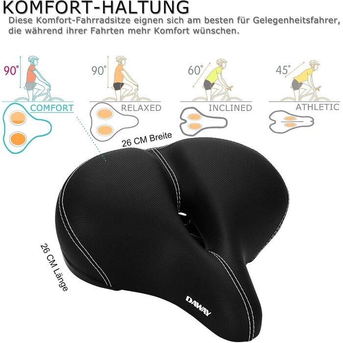 Ergonomischer Fahrradsattel mit Memory-Schaum - bis zu 28% Rabatt im Outlet