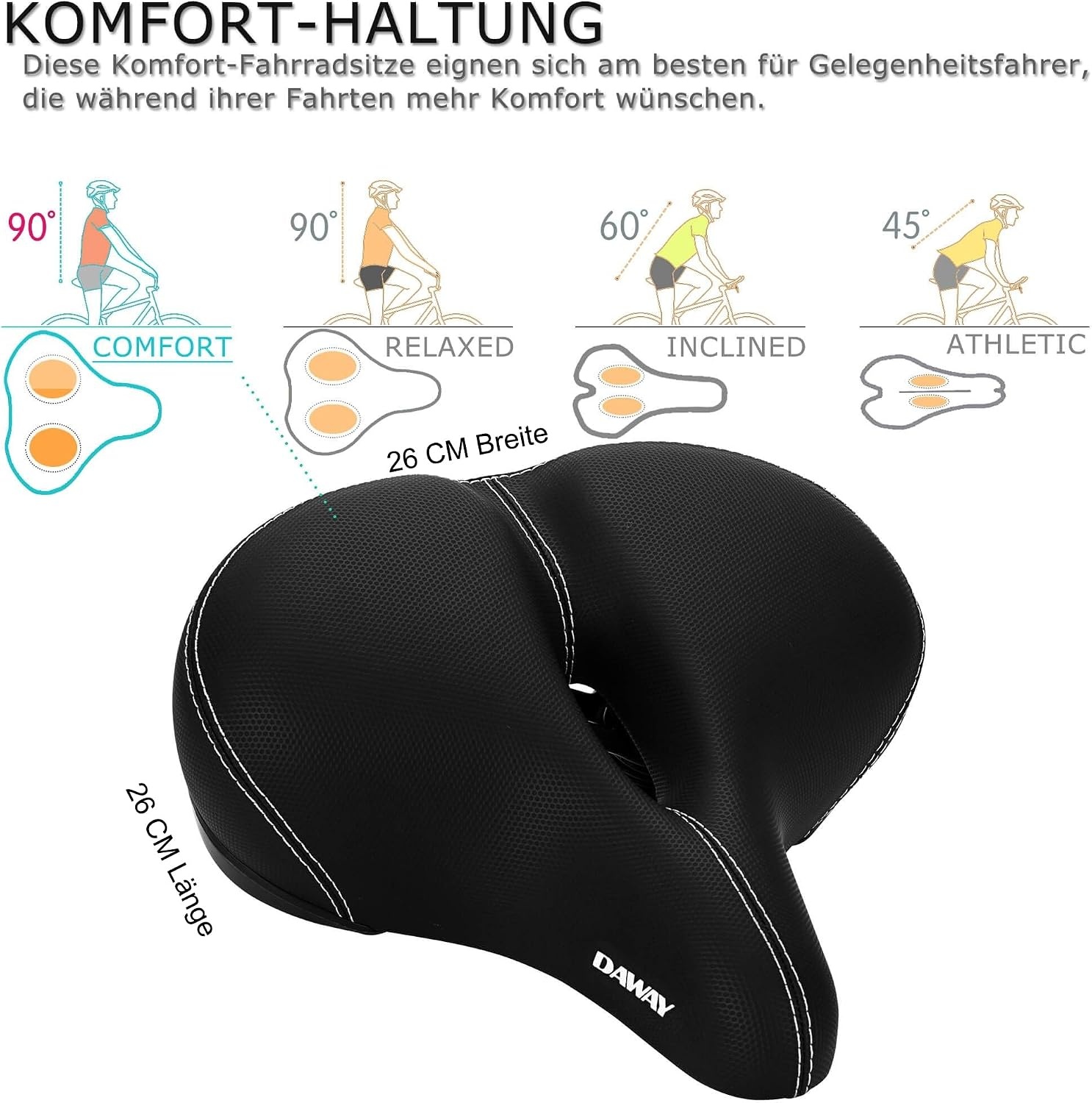 Ergonomischer Fahrradsattel mit Memory-Schaum - bis zu 28% Rabatt im Outlet