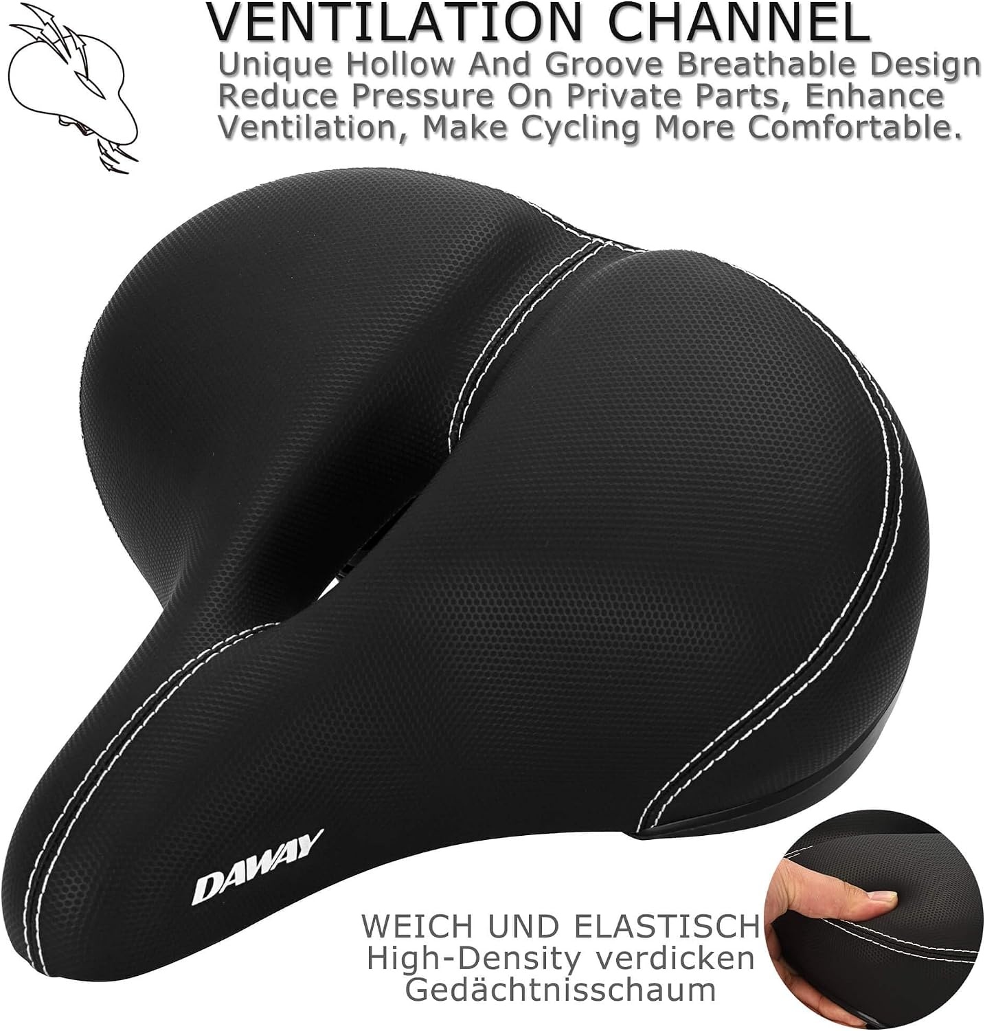 Ergonomischer Fahrradsattel mit Memory-Schaum - bis zu 28% Rabatt im Outlet