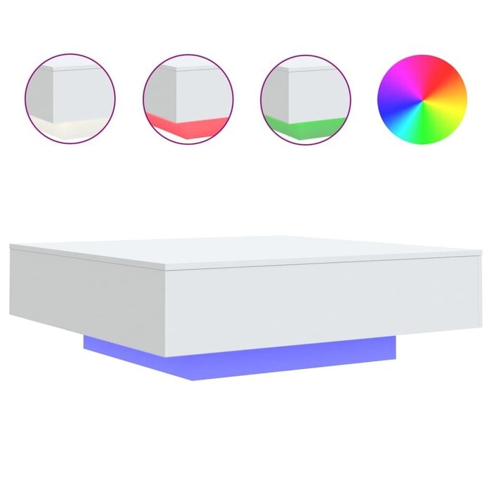 Vidaxl Moderner LED-Couchtisch 100x100 cm in Weiß - jetzt bis zu 46% günstiger