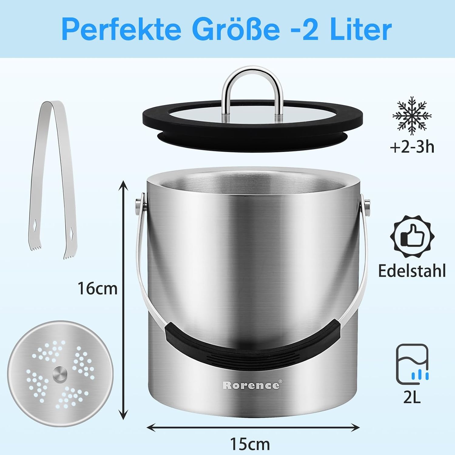 Premium Eiseimer aus Edelstahl, 2 Liter - bis zu 32% günstiger