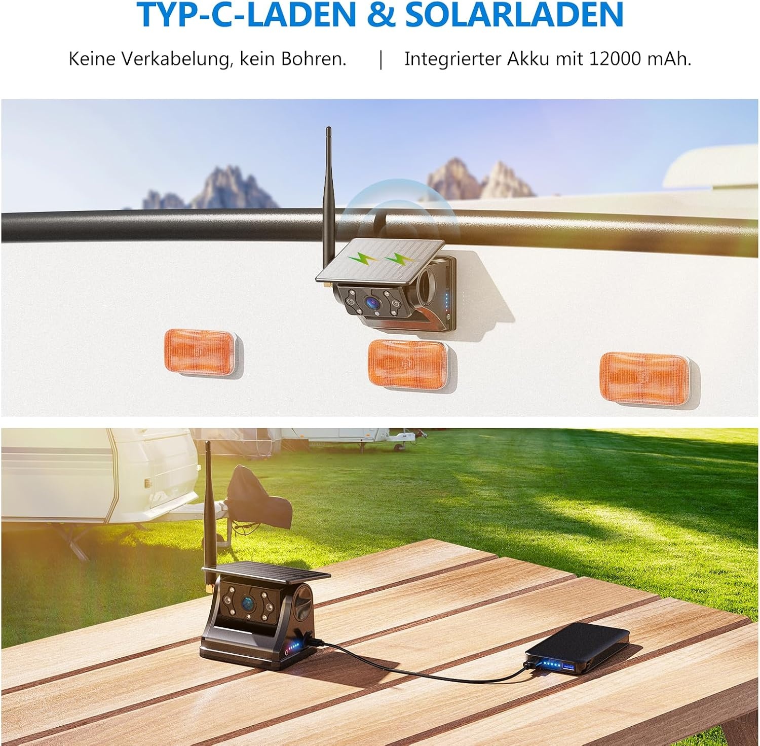 Drahtlose Solar-Rückfahrkamera 7 Zoll IPS - Outlet bis zu 35% Rabatt