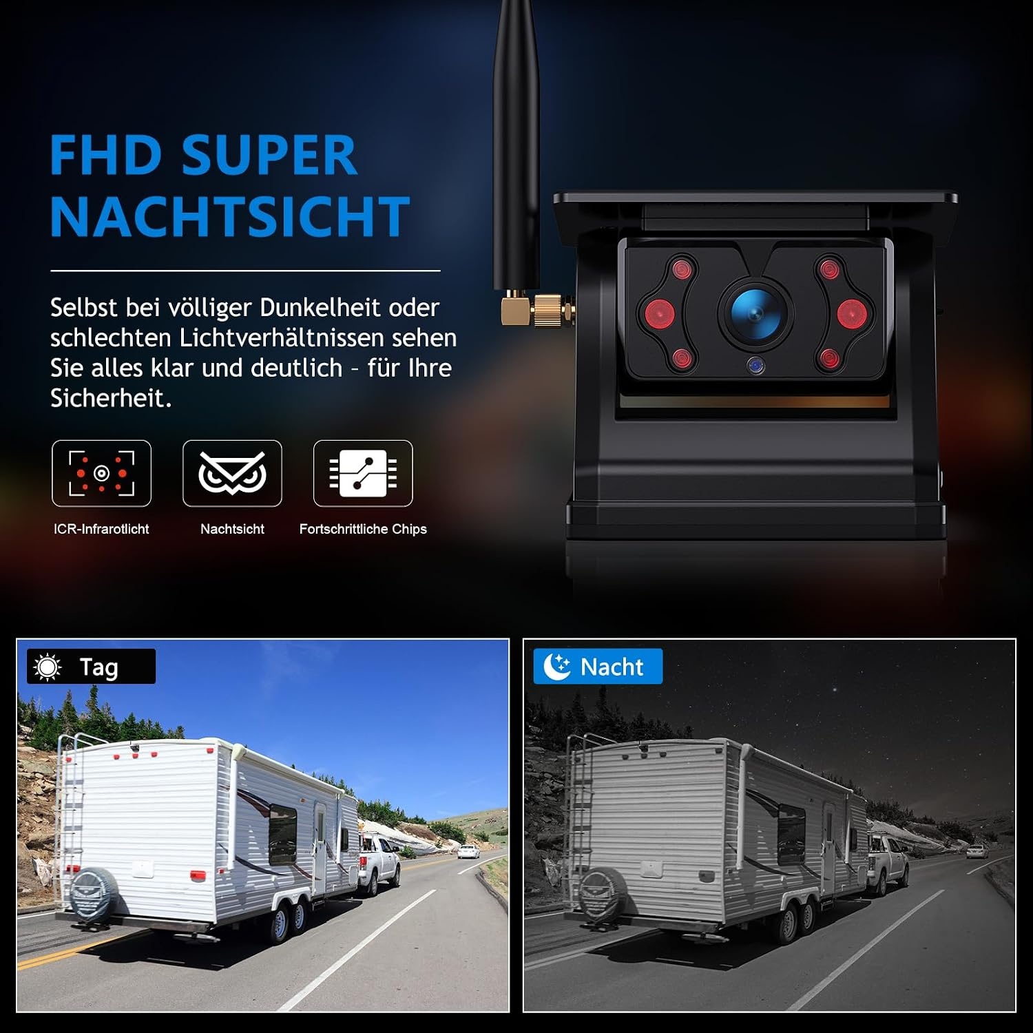 Drahtlose Solar-Rückfahrkamera 7 Zoll IPS - Outlet bis zu 35% Rabatt