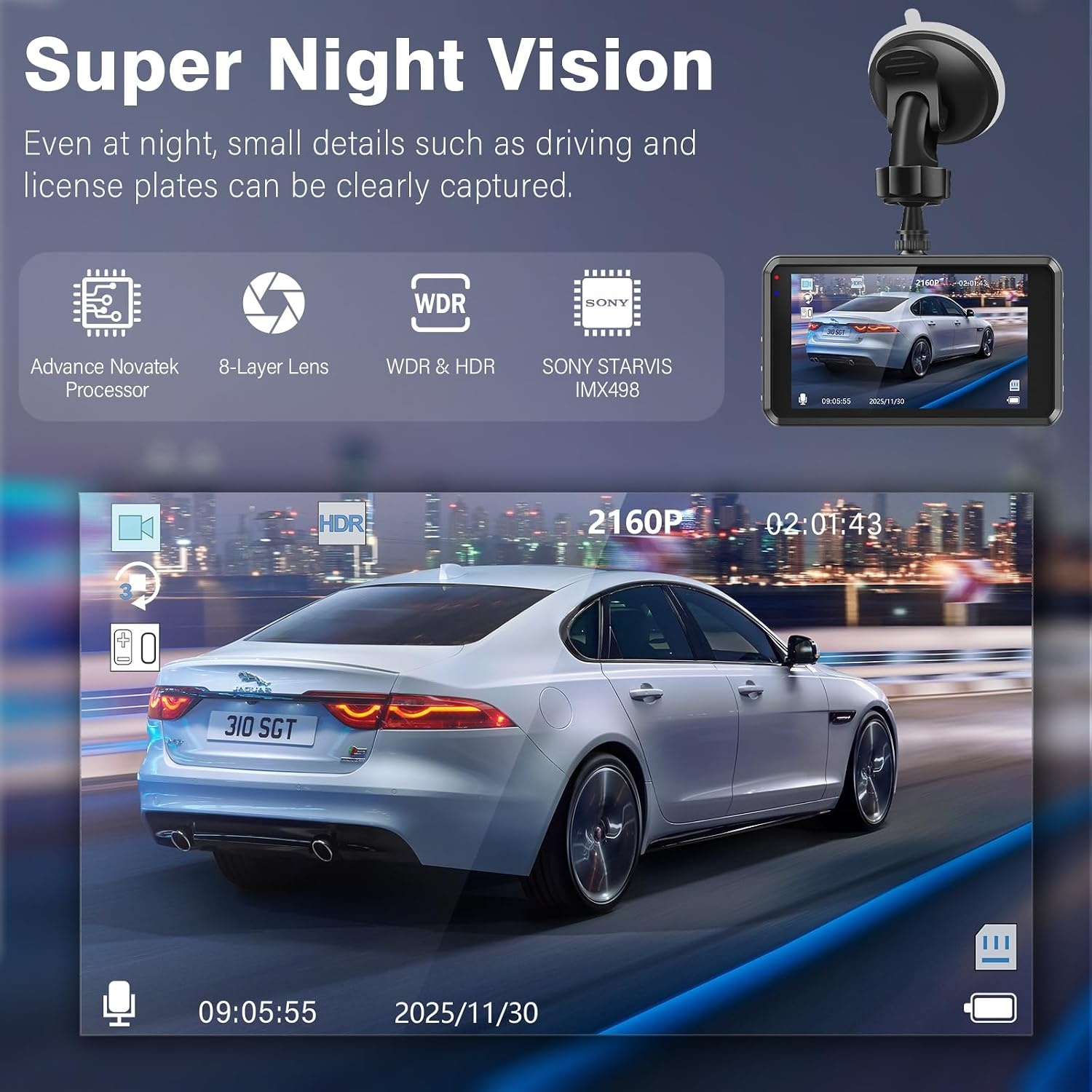 4K Dual-Dashcam Vorne & Hinten - 336° Weitwinkel - Jetzt bis zu 35% sparen