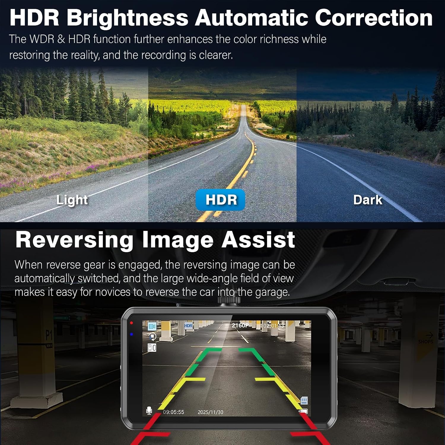 4K Dual-Dashcam Vorne & Hinten - 336° Weitwinkel - Jetzt bis zu 35% sparen