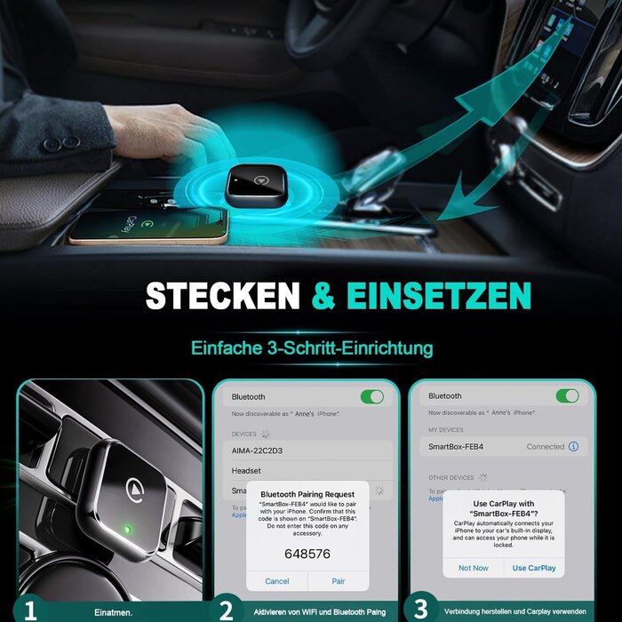 Drahtloser CarPlay & Android Auto Adapter - T-Design, bis zu 27% reduziert