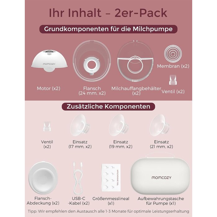 Tragbare elektrische Milchpumpe M5, 2er-Set, 24 mm - bis zu 30% Rabatt