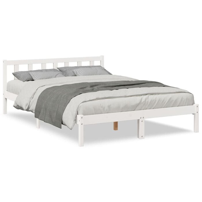 Vidaxl Bettgestell 160x220 cm Kiefer Massiv Weiß - Überlänge - bis zu 35% Rabatt