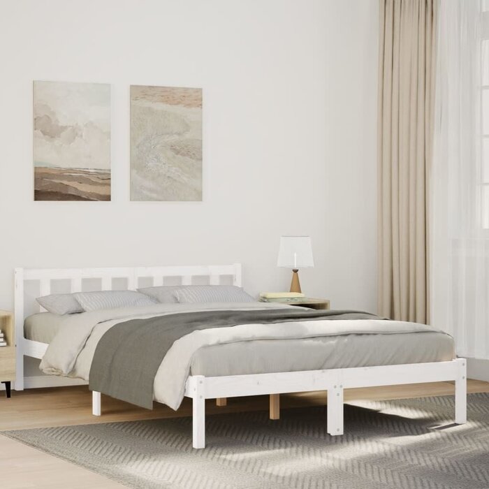 Vidaxl Bettgestell 160x220 cm Kiefer Massiv Weiß - Überlänge - bis zu 35% Rabatt
