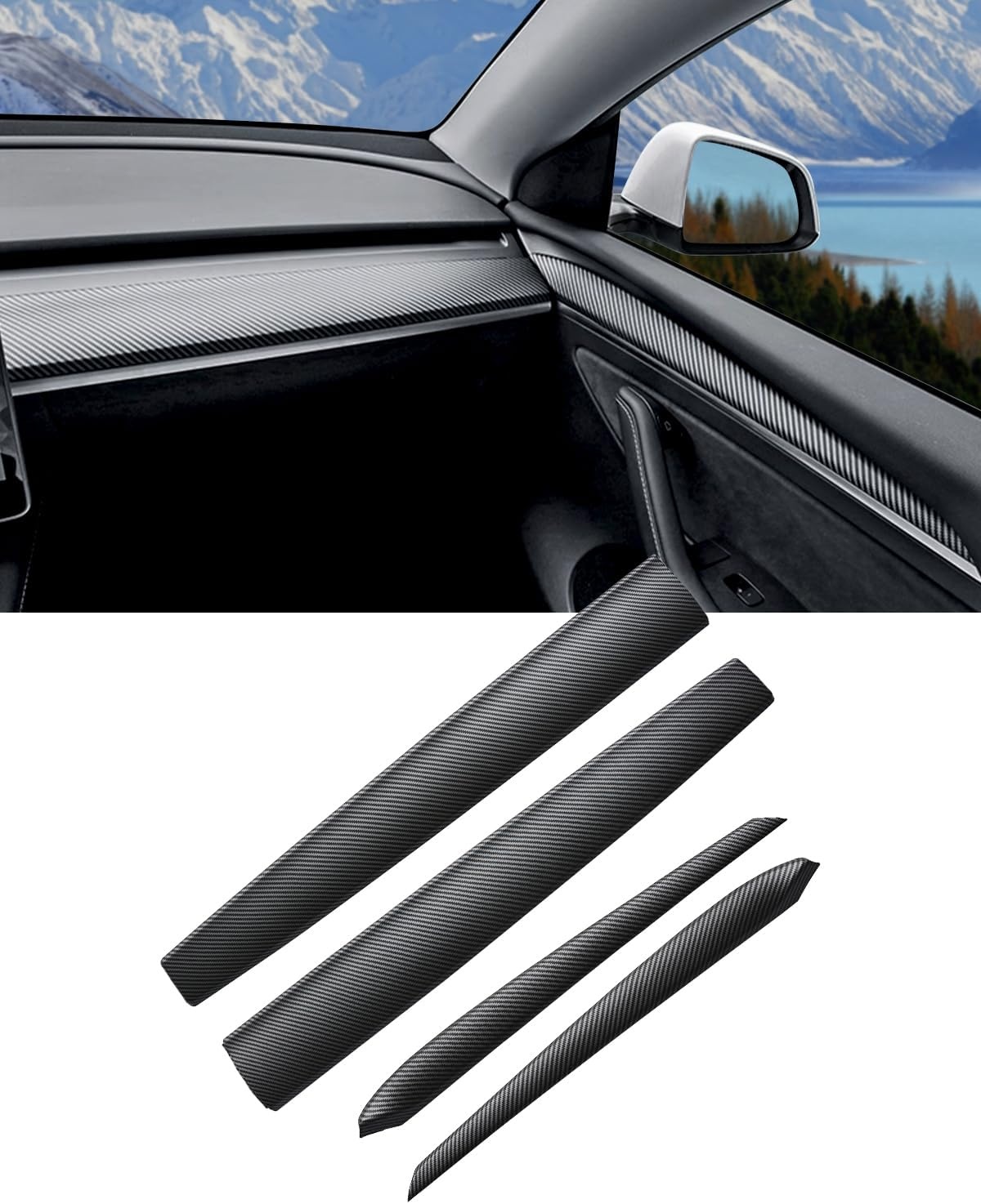 Interieur-Set für Tesla Model 3 & Y - Carbonfaser-Optik - bis zu 34% Rabatt