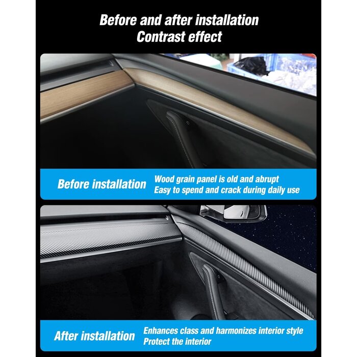 Interieur-Set für Tesla Model 3 & Y - Carbonfaser-Optik - bis zu 34% Rabatt