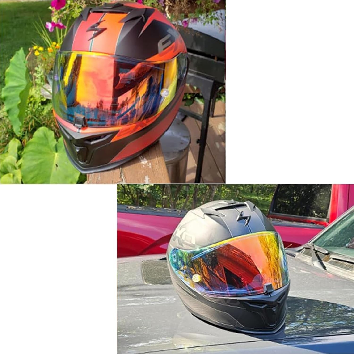 Motorradhelm-Visier für Scorpion Helme - Transparent Rot - bis zu 32% reduziert