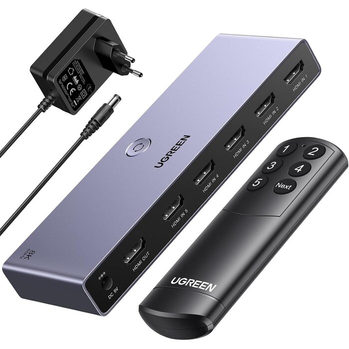 HDMI 2.1 Switch 5-in-1, 8K/60Hz, 4K/240Hz, Aluminium - bis zu 29% Rabatt
