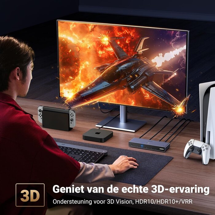 HDMI 2.1 Switch 5-in-1, 8K/60Hz, 4K/240Hz, Aluminium - bis zu 29% Rabatt