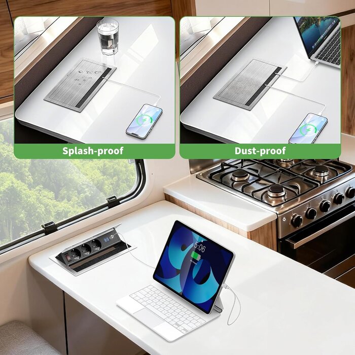 Versenkbare 3-fach Einbau-Steckdose mit USB-C/A - bis zu 29% Rabatt