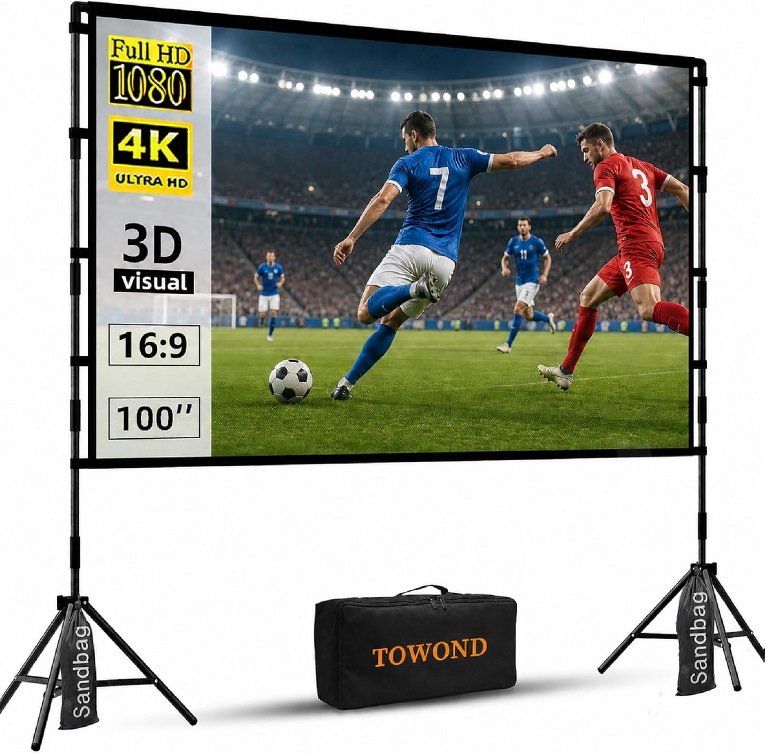 100 Zoll Beamer-Leinwand mit Stativ - 16:9 Format - Sparen Sie bis zu 34%