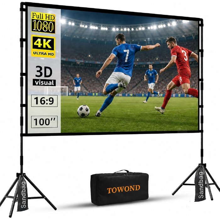 100 Zoll Beamer-Leinwand mit Stativ - 16:9 Format - Sparen Sie bis zu 34%