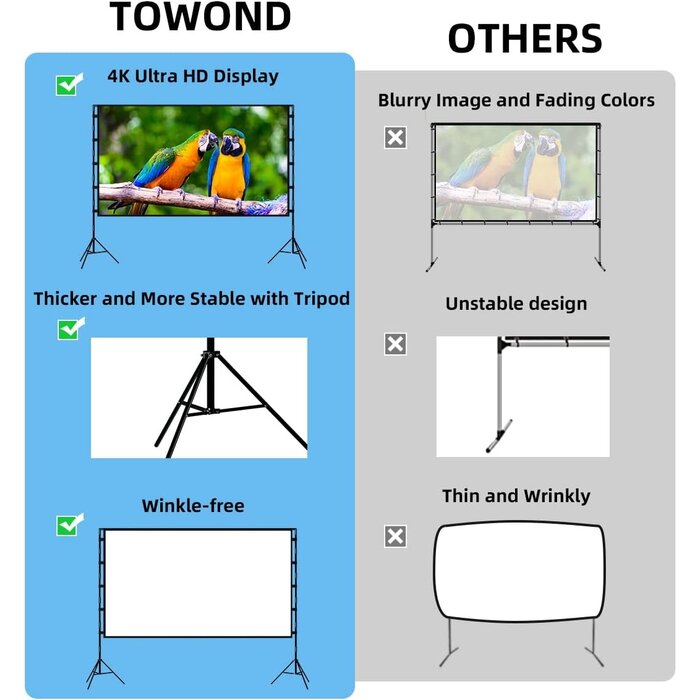 100 Zoll Beamer-Leinwand mit Stativ - 16:9 Format - Sparen Sie bis zu 34%