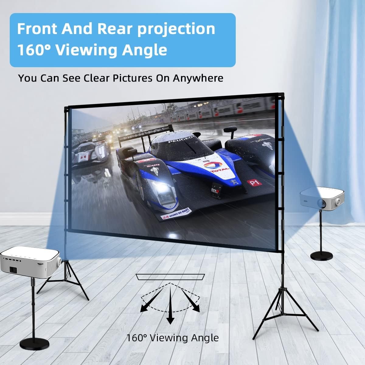 100 Zoll Beamer-Leinwand mit Stativ - 16:9 Format - Sparen Sie bis zu 34%