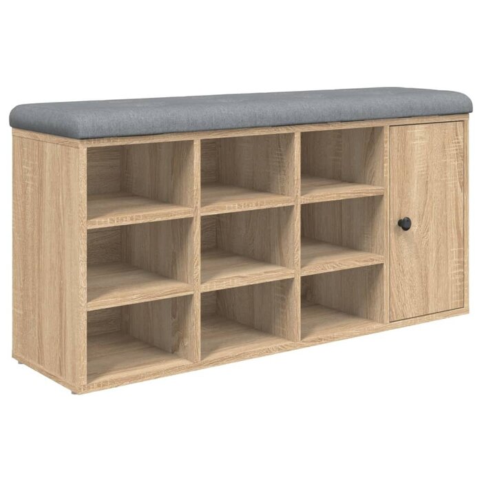 Vidaxl Schuhbank Sonoma-Eiche 102x32x50 cm mit Polster - bis zu 58% reduziert