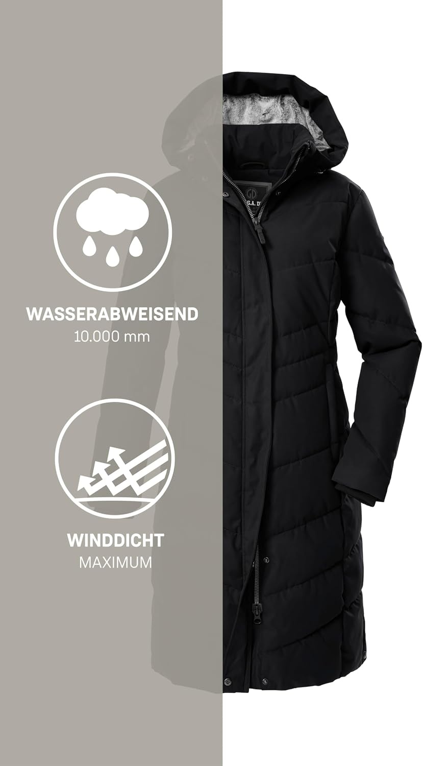 Gesteppte Damen Winterjacke Schwarz - Wasserabweisend - bis zu 35% reduziert