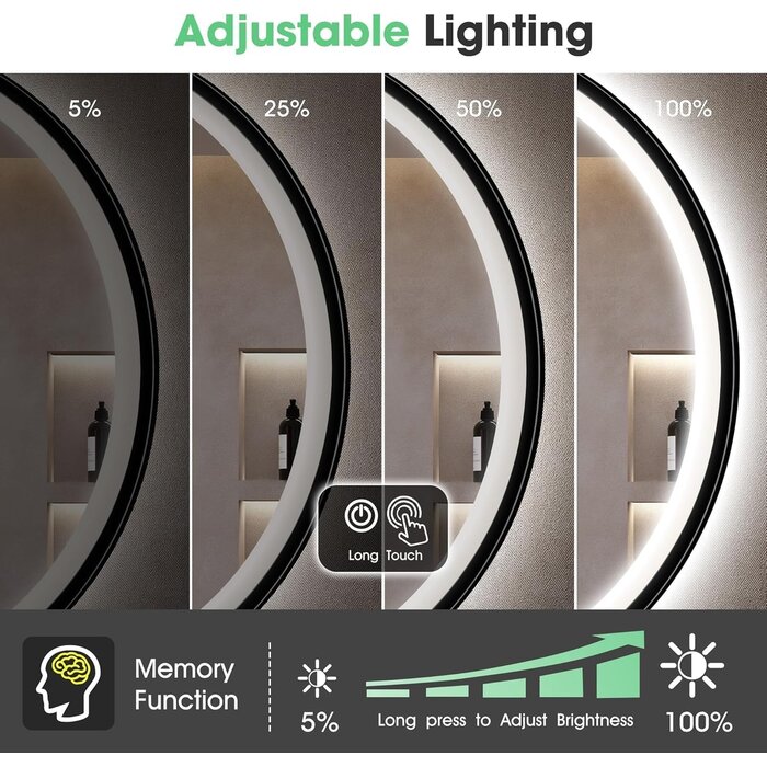 Runder LED-Badezimmerspiegel 80 cm - Bluetooth & Antibeschlag bis zu 35% Rabatt