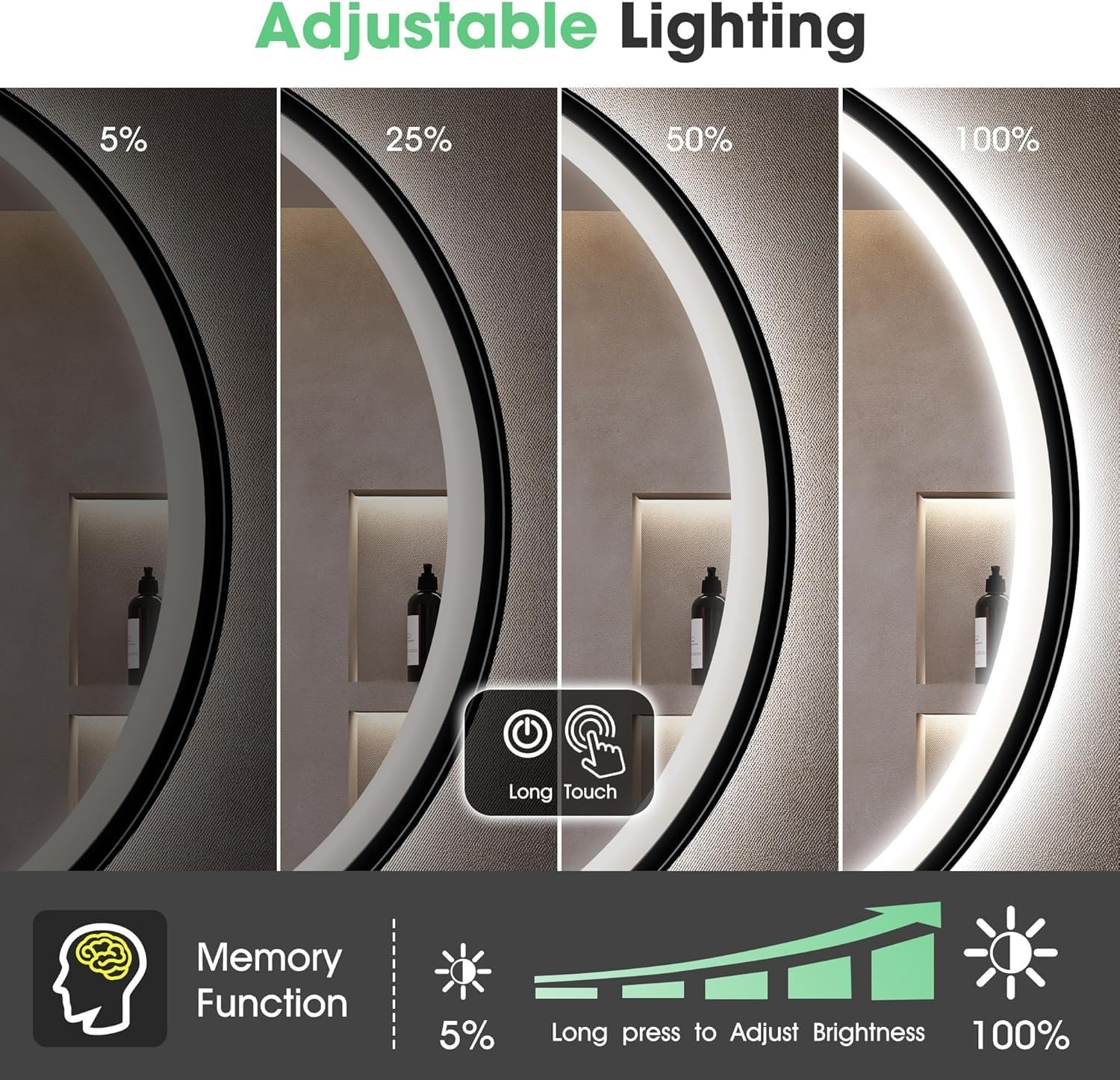 Runder LED-Badezimmerspiegel 80 cm - Bluetooth & Antibeschlag bis zu 35% Rabatt
