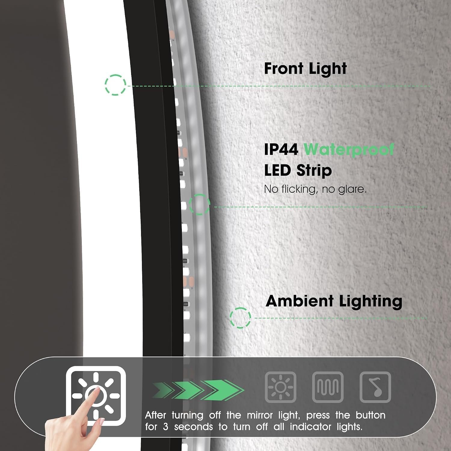 Runder LED-Badezimmerspiegel 80 cm - Bluetooth & Antibeschlag bis zu 35% Rabatt