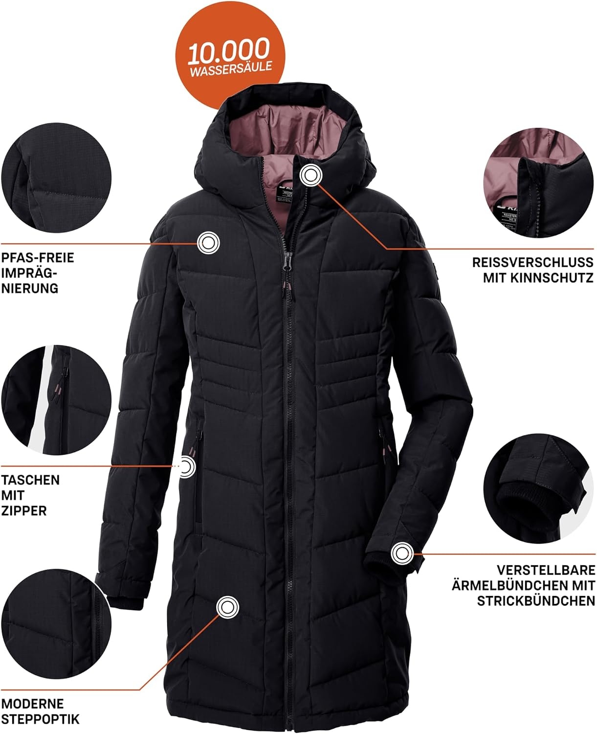 Gesteppte Mädchen Winterjacke | Winddicht & 10.000mm Wassersäule | bis zu 34% Rabatt
