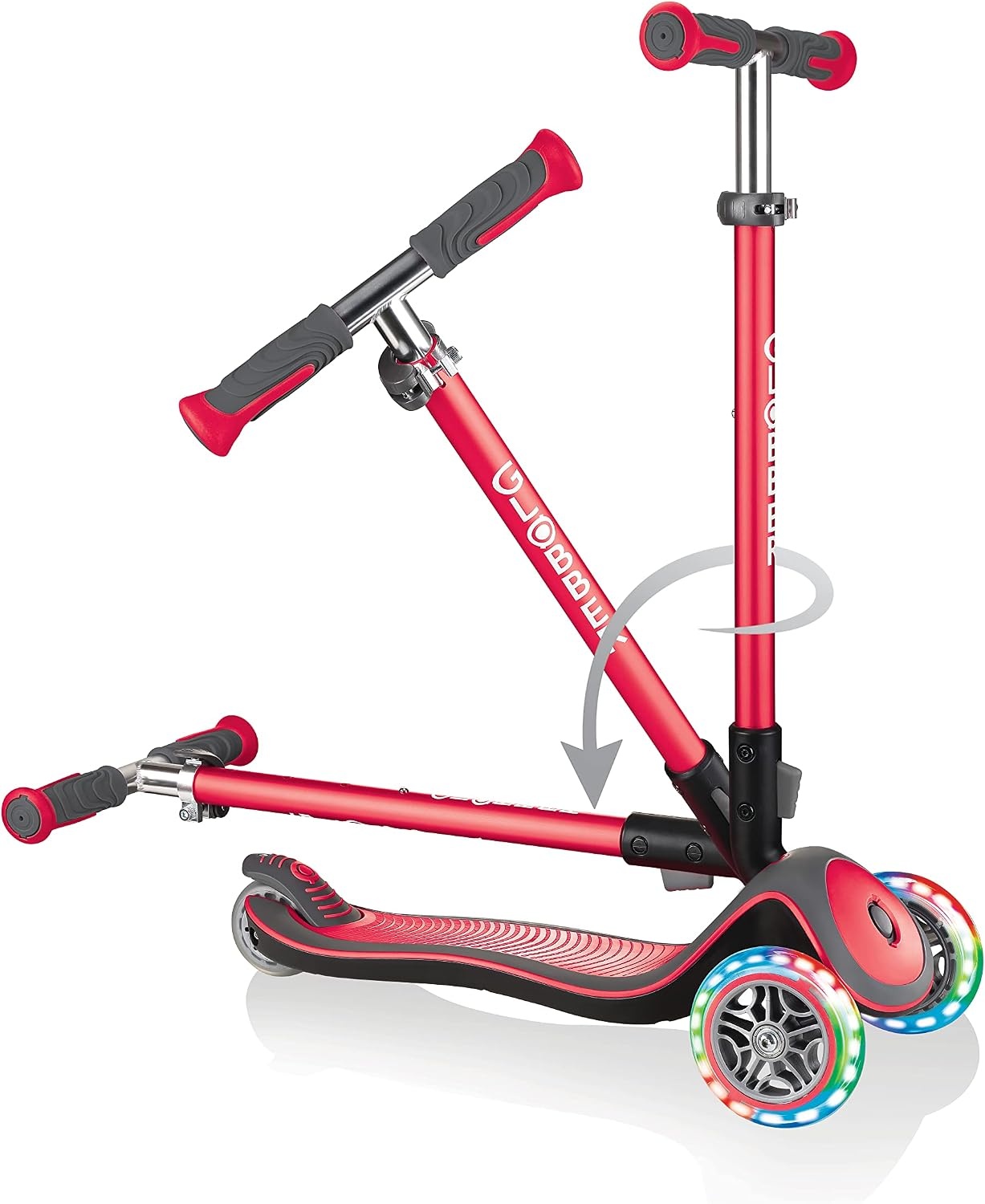 3-Rad Kinderroller mit LED-Rollen - höhenverstellbar - Rot - bis zu 34% sparen