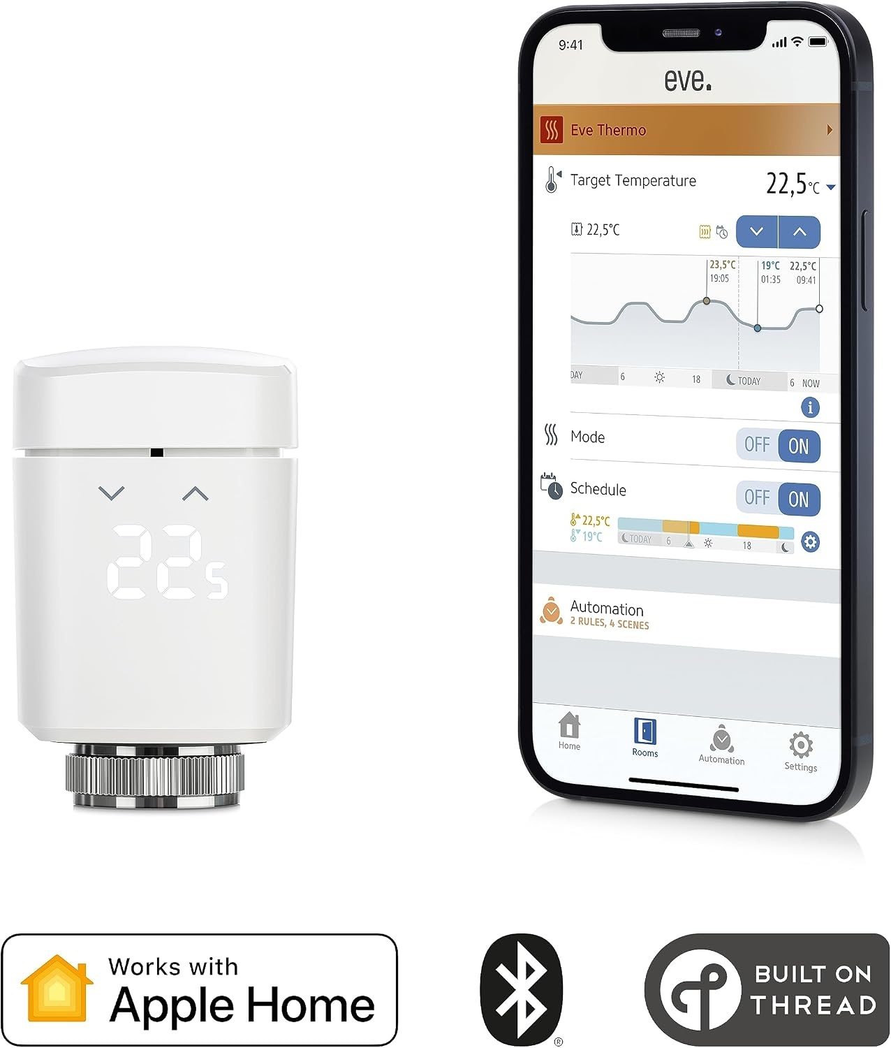 Smarter Heizkörperthermostat mit LED & Thread - bis zu 34% sparen