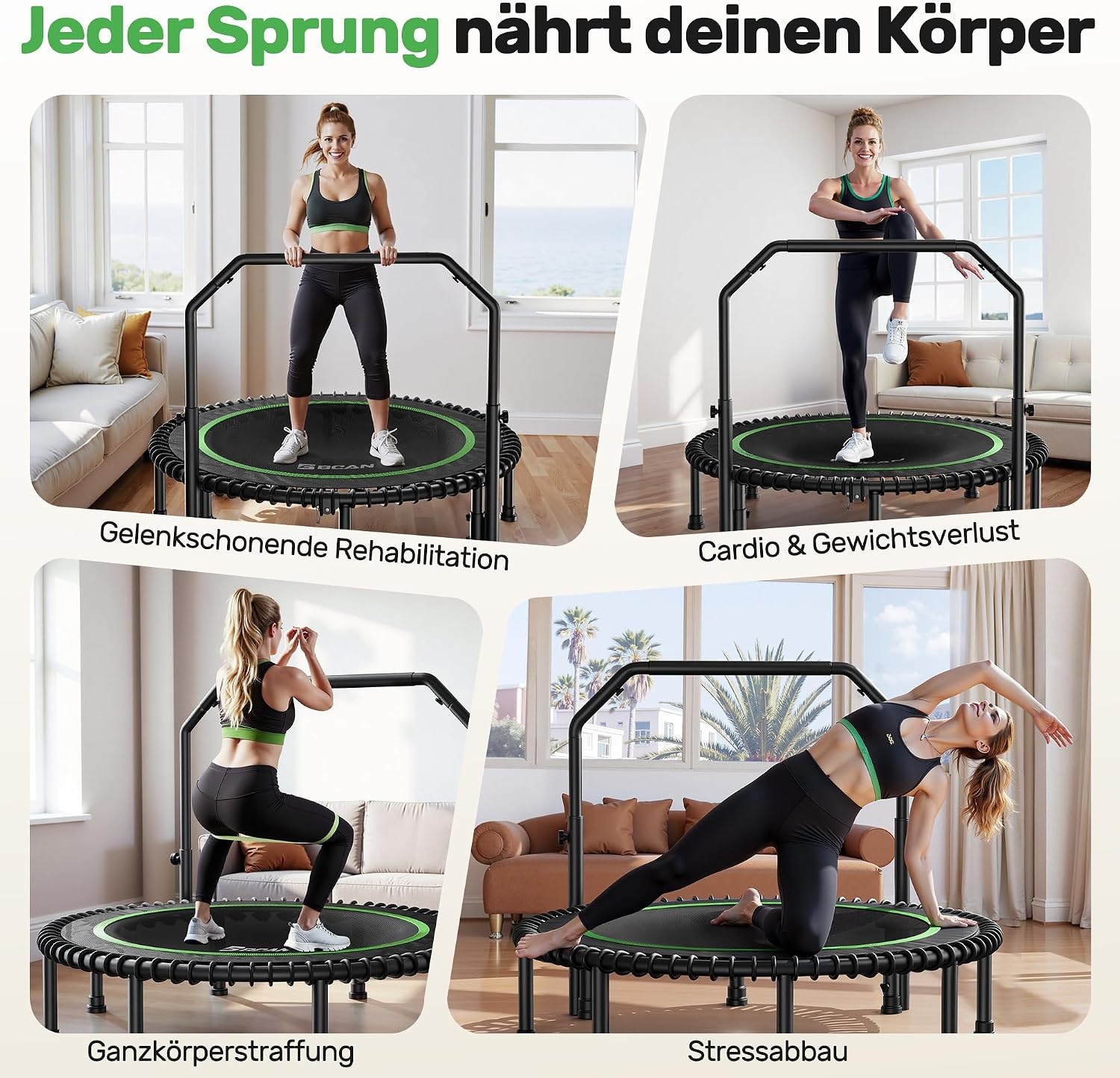 Fitness Trampolin klappbar 102 cm - bis zu 35% Rabatt im Outlet