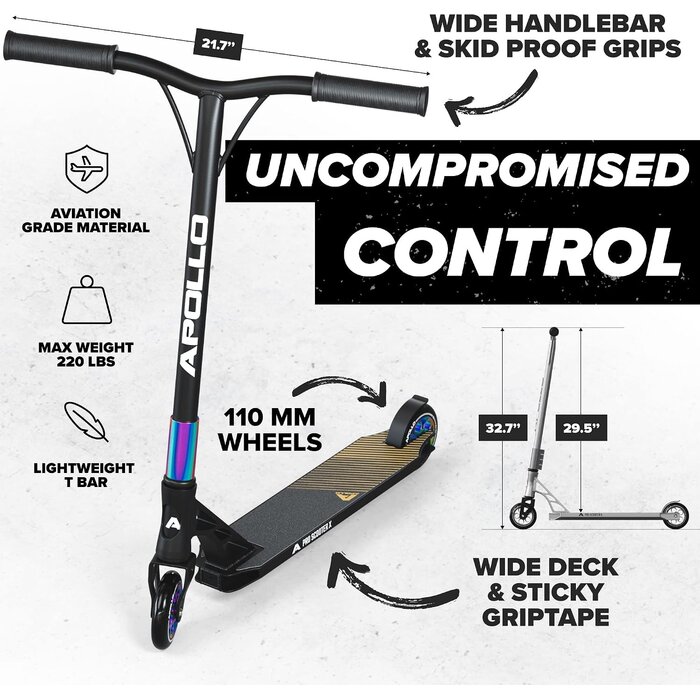 Stunt-Scooter mit 110 mm Rollen - Rainbow Design - bis zu 35% Rabatt