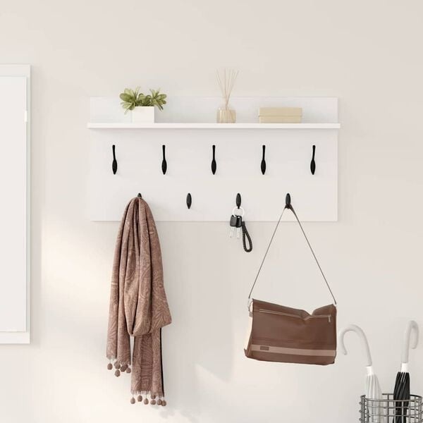 Vidaxl Moderne Wandgarderobe mit Ablage weiß 80x40cm - Outlet bis zu 33% reduziert